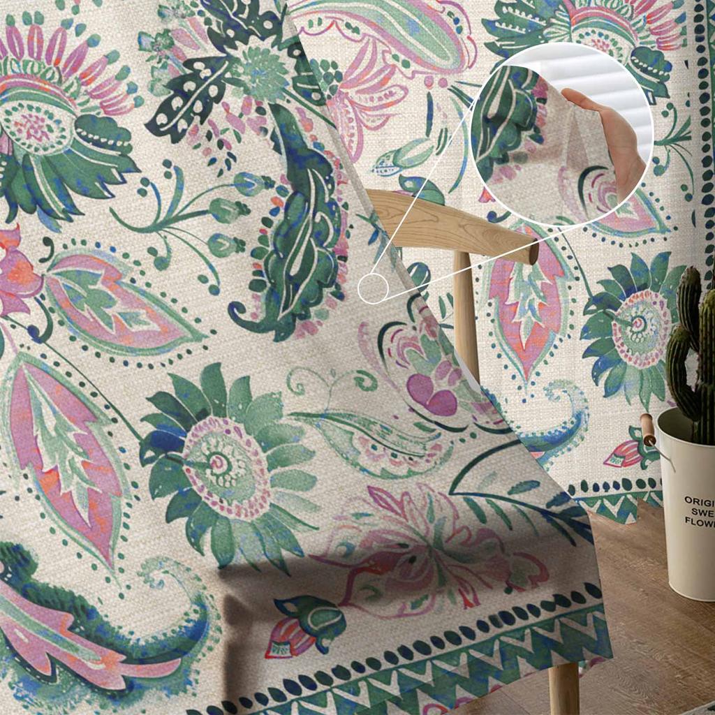 Famous Ethnic Flower Fantasy Paisley Sheer Curtains for Kids Bedroom Living Room Voile Window Curtains Tulle Drapes