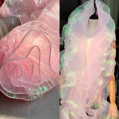 Fashion 1Yard Gradient Lace Fabric 15CM Wide DIY Pleated Lace Ribbon Transparent Organza Fabric Patchwork Decor Dress Accessory