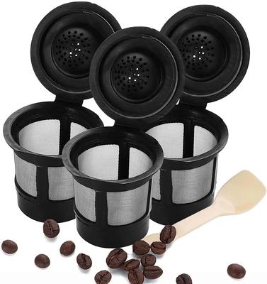 Reusable Coffee Pods, Refillable K-Cup, Single Serve Brew Basket with Spoon& Brush, 3 Capsule Coffee, 51-100ML Capacity,