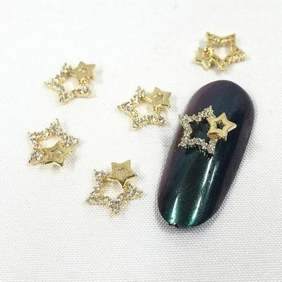 P24 Nail Parts Double Star Deco Stone Metal Parts Beads (W2E69B1)