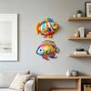 2 Pcs Wooden Fish Wall Art Tropical Fish Sculpture Coastal Beach Sea Animal Wall Hanging Ornament for Bathroom Pool Patio Fence Decor