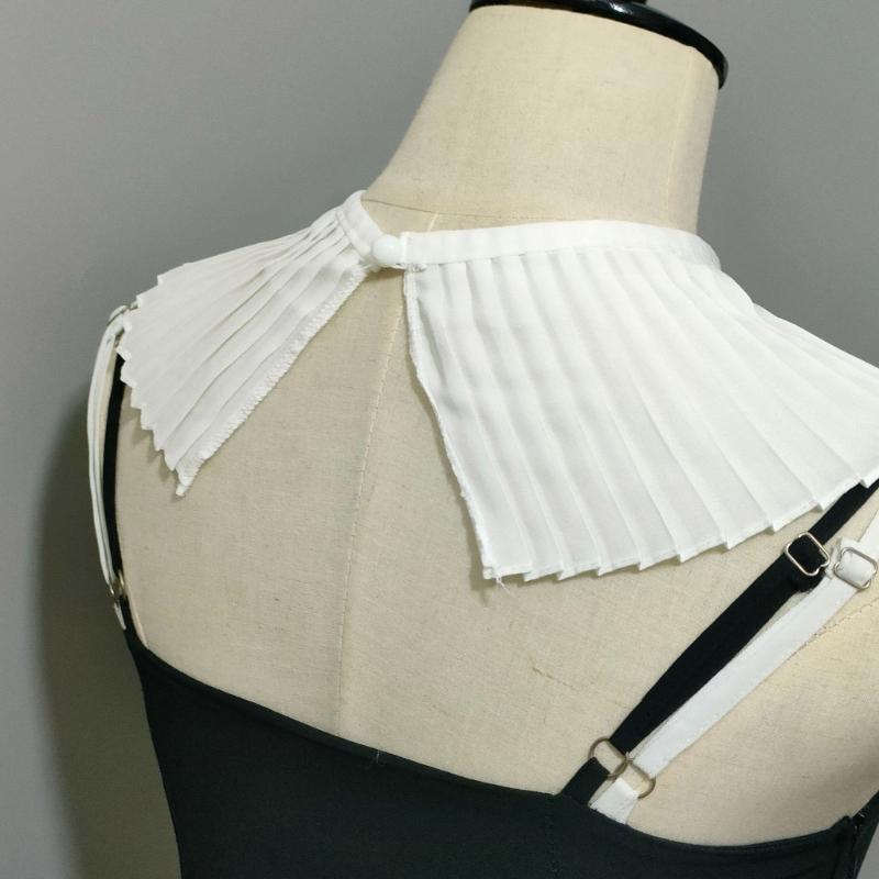 Damen Mädchen Plissee Rüschen Capelet Halskette Dekorativer Einfarbiger Falscher Kragen