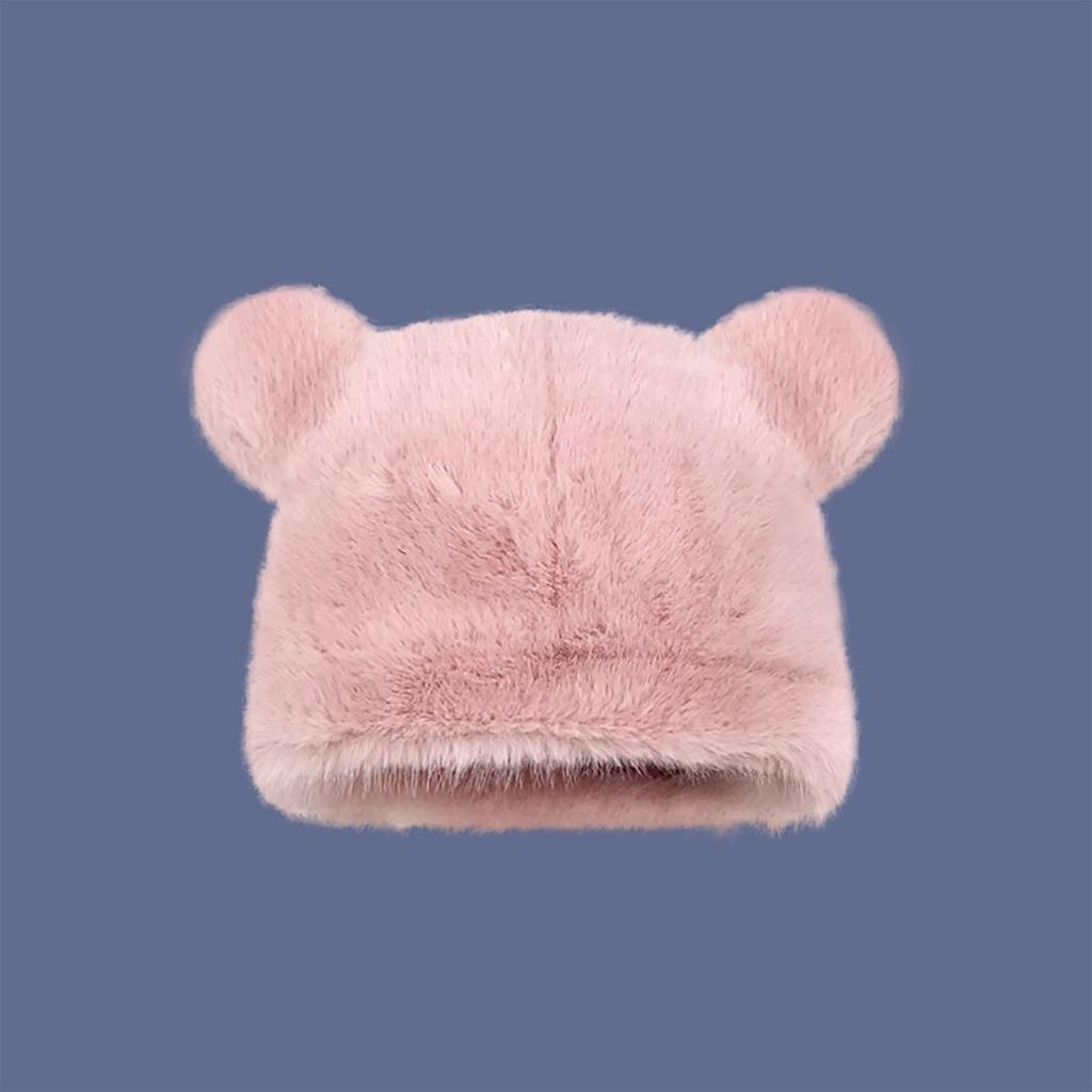 Winter Warm Cap Plush Hat with Bear Ears Breathable Soft Beanie Fisherman Hat Women Headdress Outdoor Activity Headwear