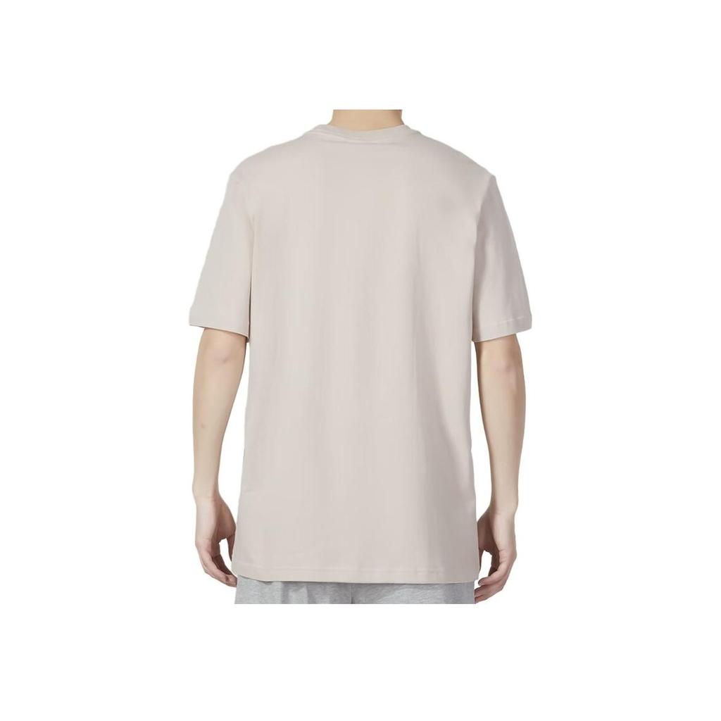Adidas Solid Color Logo Embroidered Crew Neck Loose Short Sleeve T-Shirt Men Tops Apricot IC9296