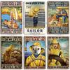 Artisian Job Plakat Metalowy Vintage Marynarz Metalowy Znak Żeglarstwo Rustykalna Dekoracyjna Blaszana Tabliczka Dekoracja Ścienna Garaż Bar Pub Klub Kuchnia