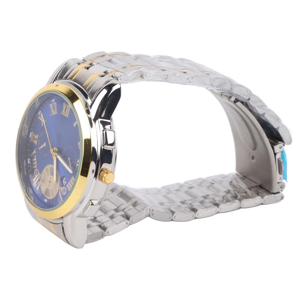 Men Wrist Watch Waterproof Stainless Steel Strap Watch with Watchband Remover for Office Travel Gold