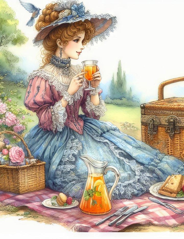 Elegant Vakkert Jente Diamantmaleri, Full Diamantmosaikk Ny 2024 Europeisk Landskap Korsstingsett Diamantbroderi