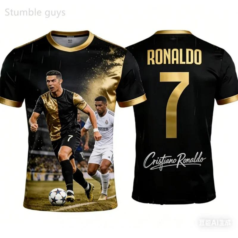 3D Print T-Shirt for Kids' Clothing Quick-Drying and Breathable Outdoor Summer Street Sports Football Short Shirt