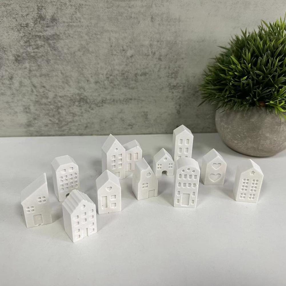 Domácí řemeslná forma Ornament Opakovaně použitelný svícen ve tvaru domu Silikonová forma Domácí pryskyřice Formy pro domácí dekorace