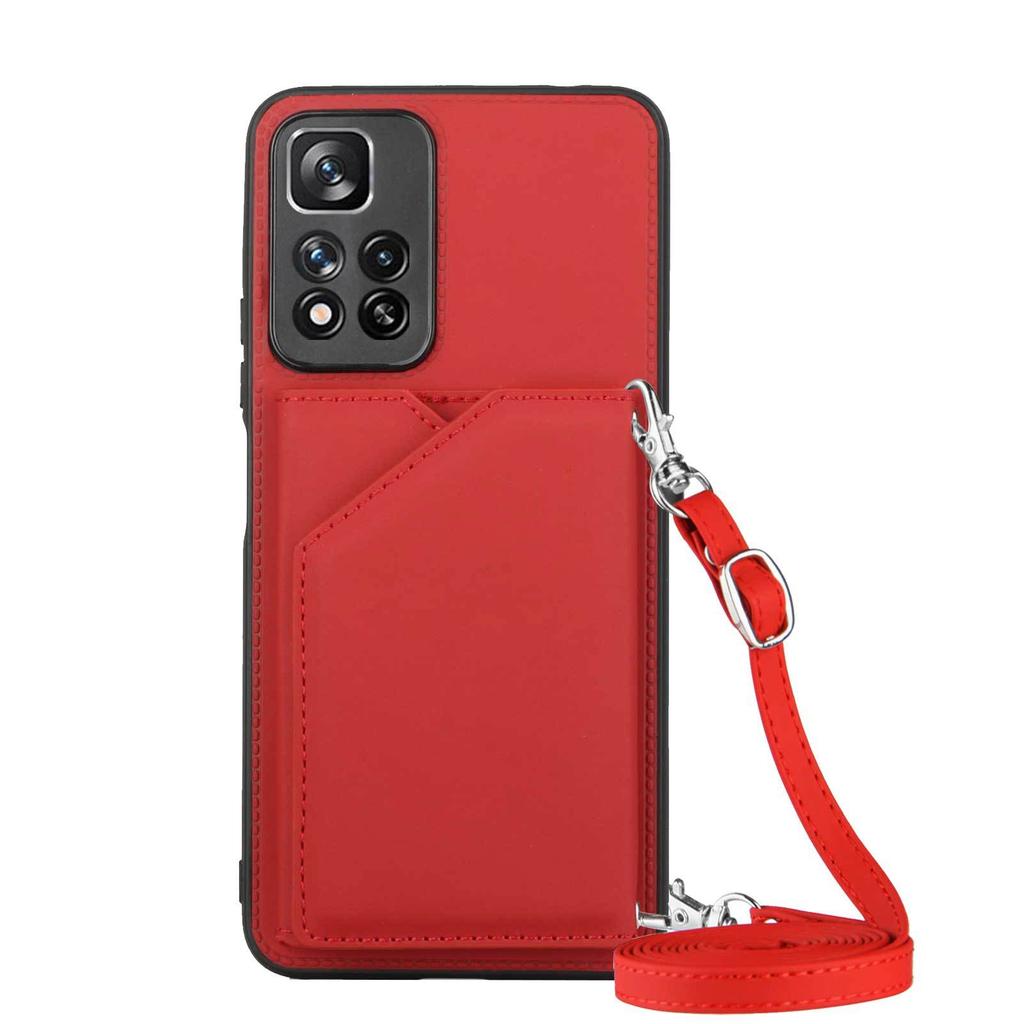Geschikt voor Samsung S23ultra Huidgevoel Kaart Portemonnee Mobiele Telefoonhoesje S23plus Lanyard Meerdere Kaarten Leerhoesje S23 Mode Kaart Portemonnee
