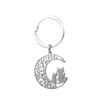Cartoon Moon Cat Stainless Steel Keychain Sweet Snuggling Kitten Design Fashion Couple Pendant Practical Daily Bag Charm