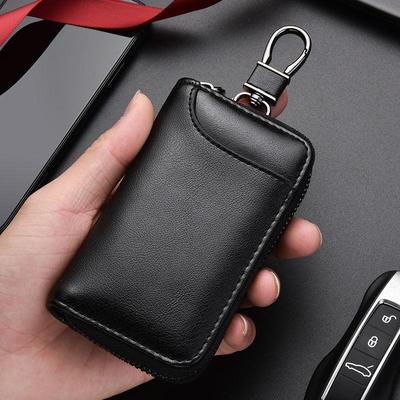 Porte-clés en cuir véritable unisexe, sac à clés, organisateur multifonction, porte-monnaie intelligent, femme de ménage, petit étui à clés, pochette à fermeture éclair