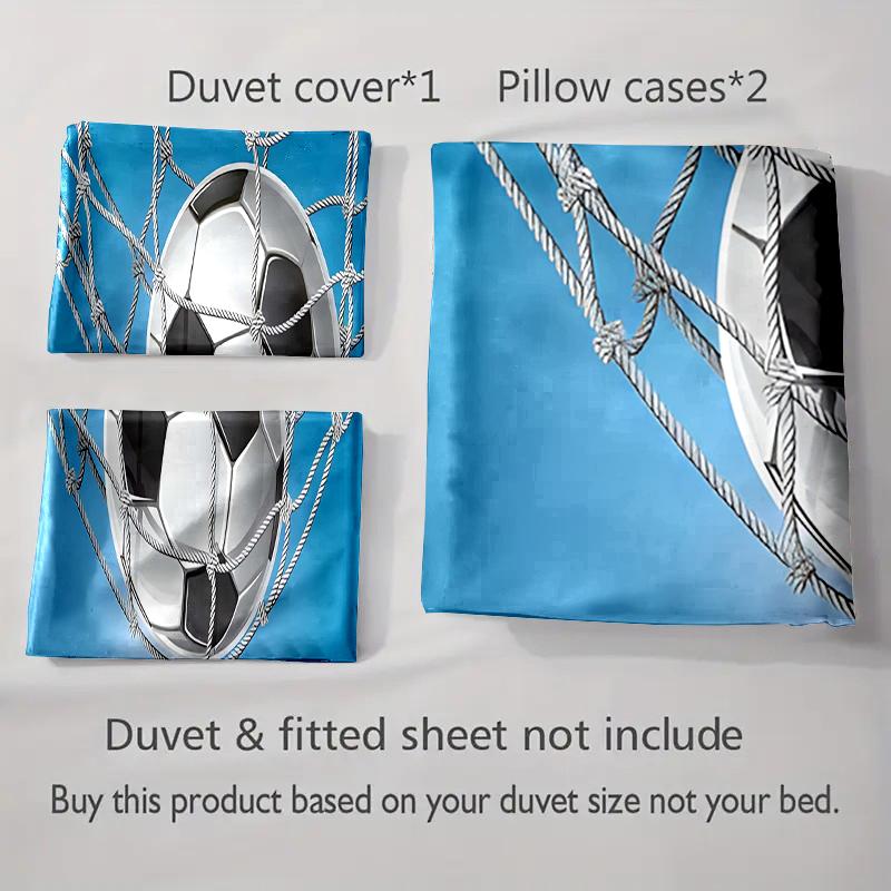 Soccer ball net. Bedding Duvet cover sets Duvet covers Pillowcases gifts (1 * Duvet Cover 2 * Pillowcases, without duvet insert)