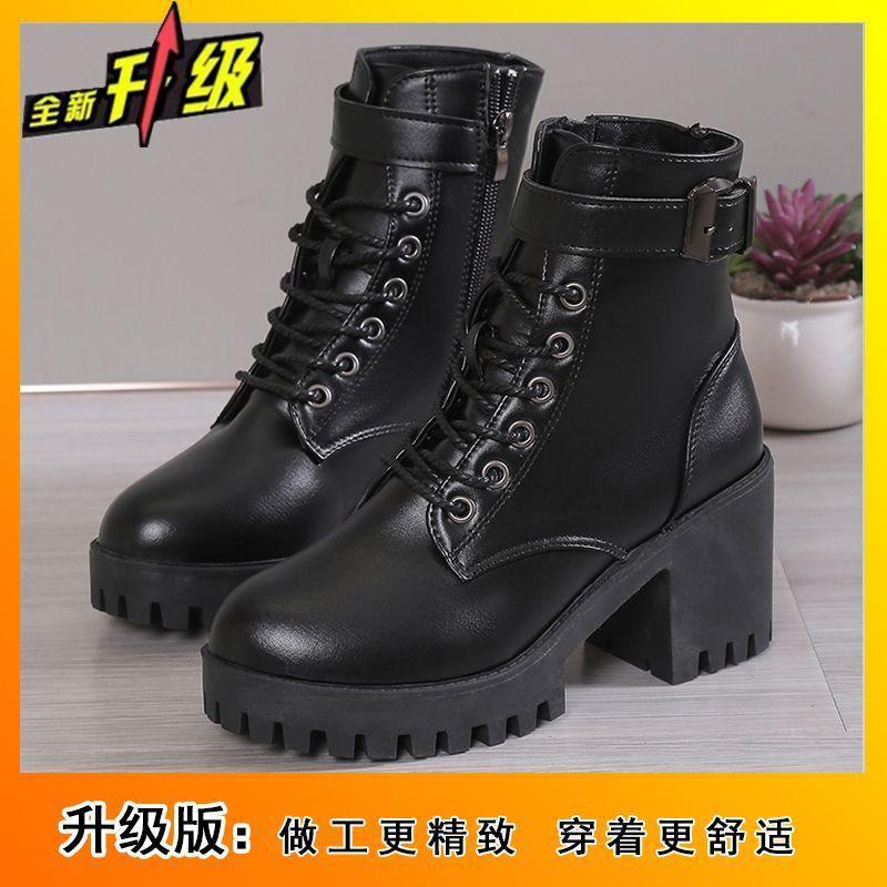 Fashion Versatile British Style Thick Heel Martin Boots Women's 2025 Autumn and Winter New Thick-soled Belt Buckle Short Boots Children