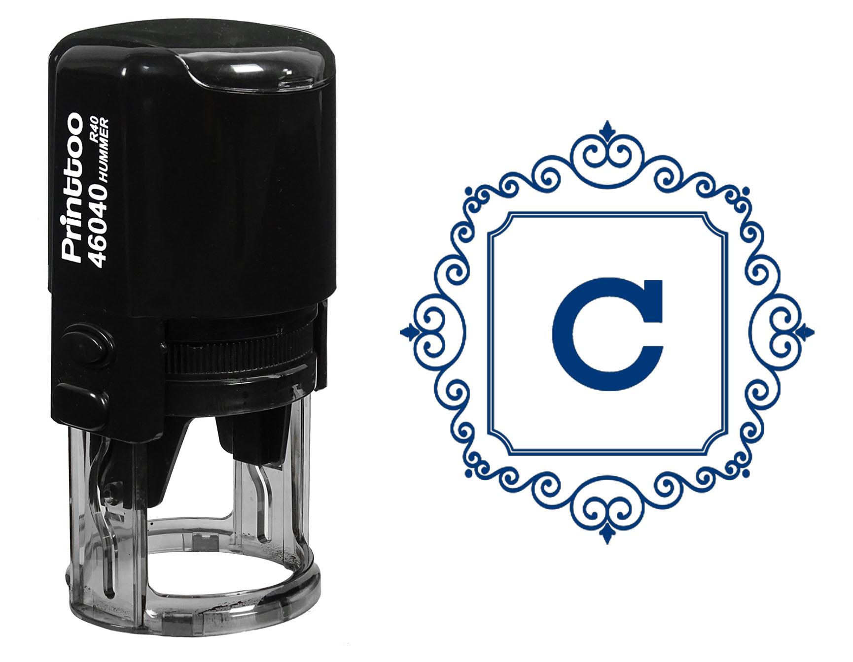 

Printtoo Монограма Ініціал Літери C Квадратна Рамка з Завитками R-40 Самонабірний Гумовий Штамп для Офісу 30 mm Diameter (Approx) синій
