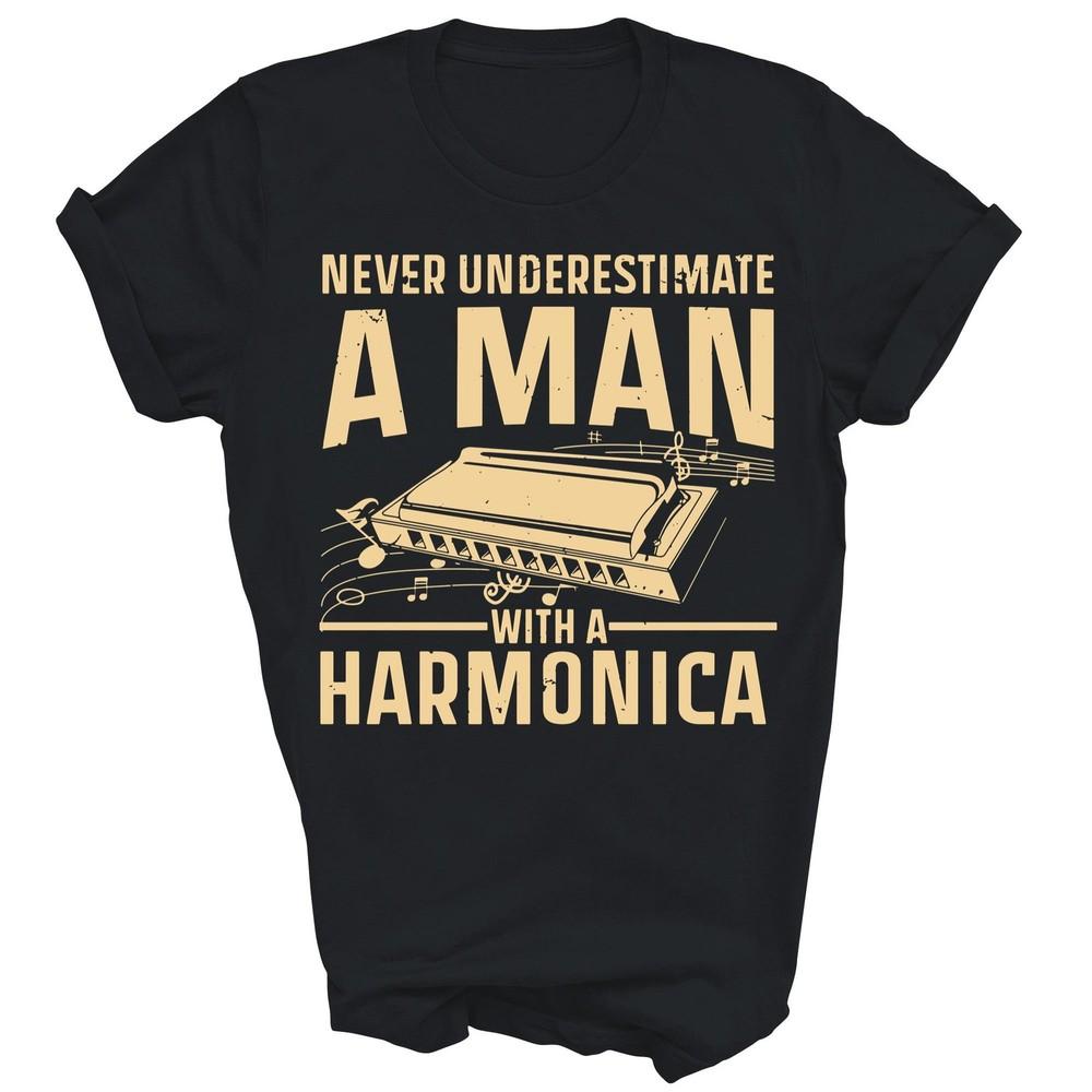 

Cool Harmonica Player Instrument Unisex Shirt Gift 3XL