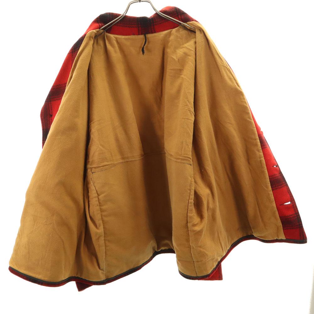 VINTAGE 40s 50s Hand warmer pocket Mackinaw Buffalo Check Pattern wool Hunting jacket Men's Used