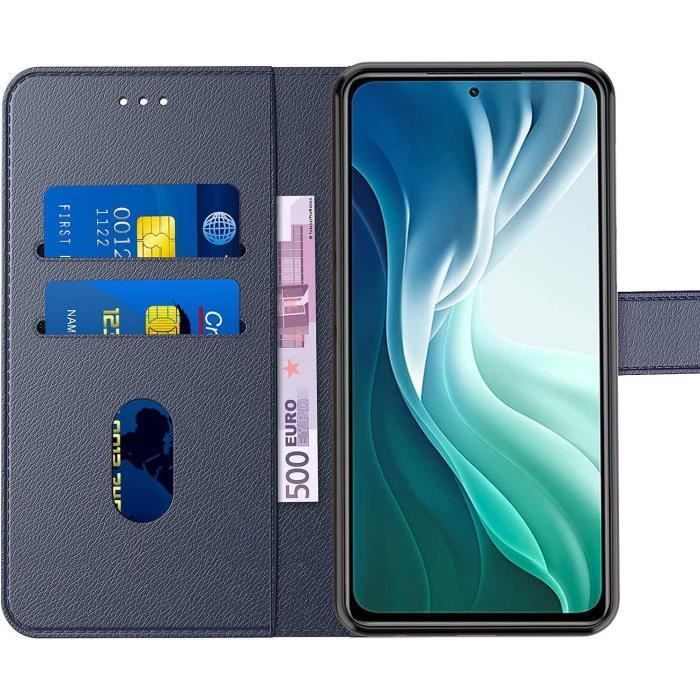 Coque de protection - E.F.CONNECTION - pour Xiaomi 11I 5G - Bleu Marine - Anti-Choc - Effet Cuir - 360 Degré