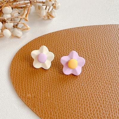 Women's Daily Unbalanced Color Flower Shaped Earrings