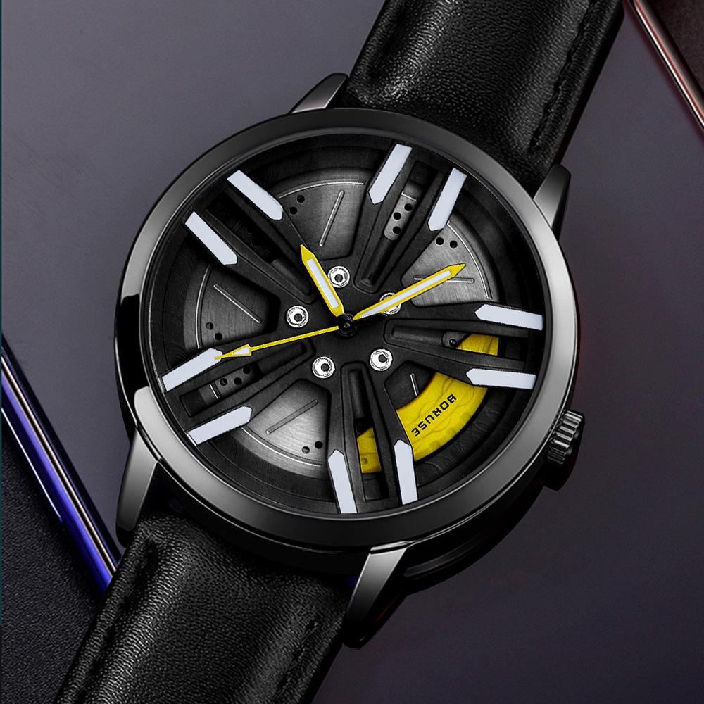 Boruse Trendy Men'S Watch Student Belt Wheel Hub Caliper Waterproof Luminous Quartz Watch