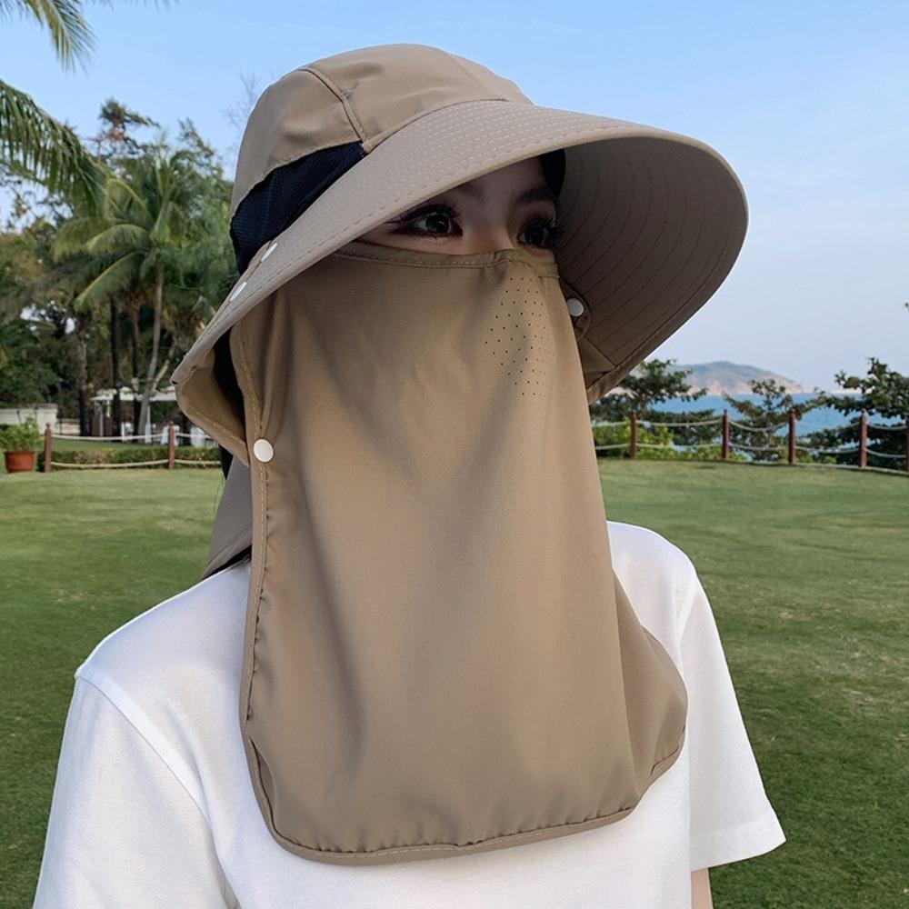 Solid Color Sunshade Shawl Cap Wide-Brimmed Anti-UV Cap Mask Picking Tea Hat  Sport
