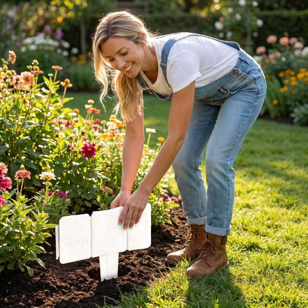 Kunststoff Gartenbegrenzung Zaun 10er Pack Dekorative Außenlandschafts-Randpaneele für Blumenbeet Rasenweg Trennwand