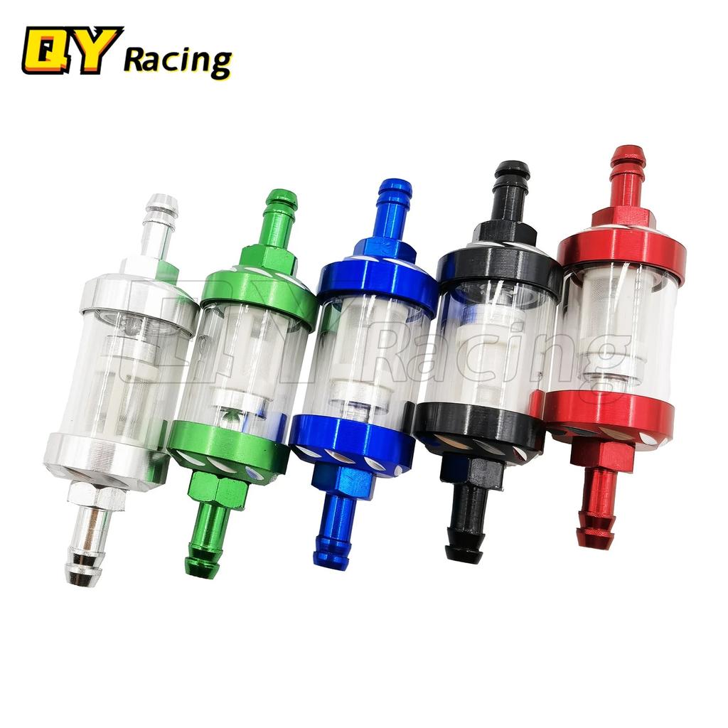 8mm CNC Aluminum Alloy Glass Motorcycle Gas Fuel Gasoline Oil Filter Moto Accessories For ATV Dirt Pit Bike Motocross