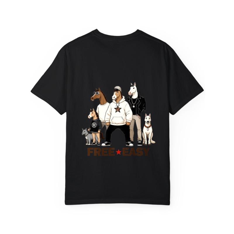 Cotton T Shirt White Horse and Dog Cartoon Print Free Easy Text Casual Wear for Men and Women Streetwear Fashion Summer Outfit