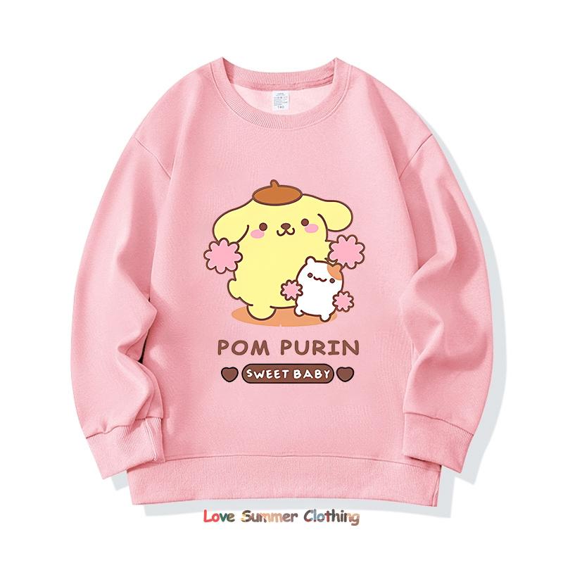 Girls Crewneck Sweatshirt My Melody Sario Cute Hoodie Clothes Kawaii Girls Kuromi Sweatshirt Spring Autumn Sweatshirt Child Tops