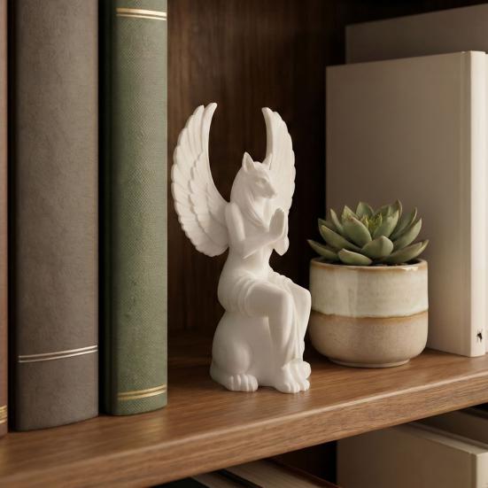 baizihuahu Egyptian Winged Dog Statue, Mythical Creature Figurine for Desk, 3D Printed Ancient Decor Home Office, Collectible Gift