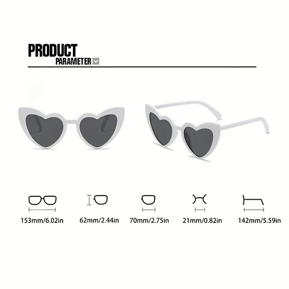 13PCS Cat Eye Glasses Heart-Shaped Plastic Frame Polycarbonate Decorative Vintage Included for Party Wedding Music Festival