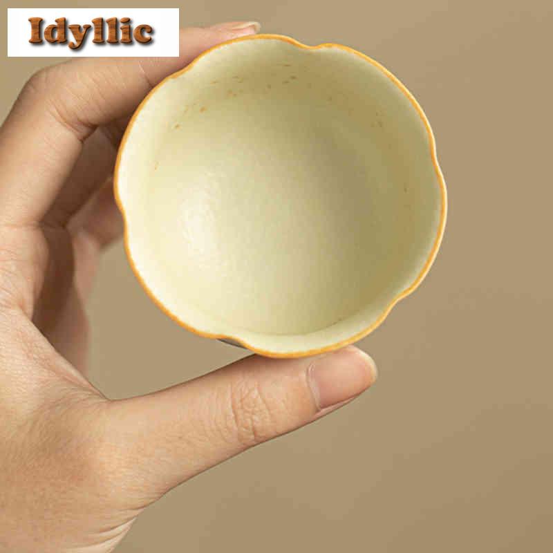 60ml Hand-painted Ginkgo Teacup Aesthetic Tea Bowl Beautiful Tea Cup Tea-tasting Meditation Cup Chazhan Master Cups Drinkware