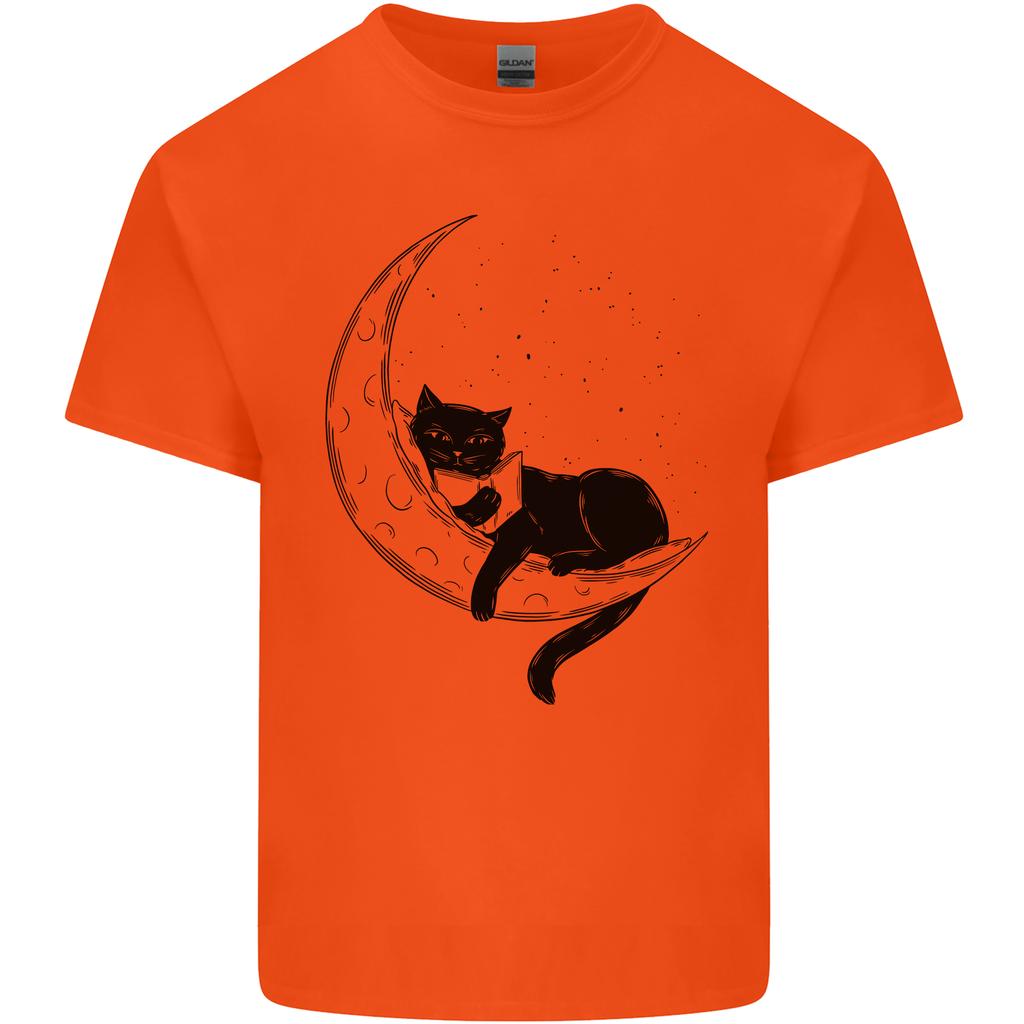 A Cat Reading a Book On the Moon Unisexs Light Cotton TShirt