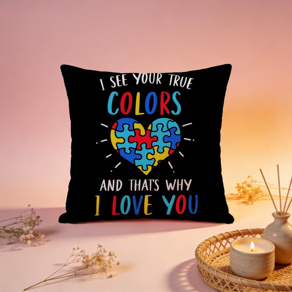 Hot AAutism Support Puzzleiou Cushion Cover Comfortable Durable Pillow Cover MultiScene for Home Office Car Sofa