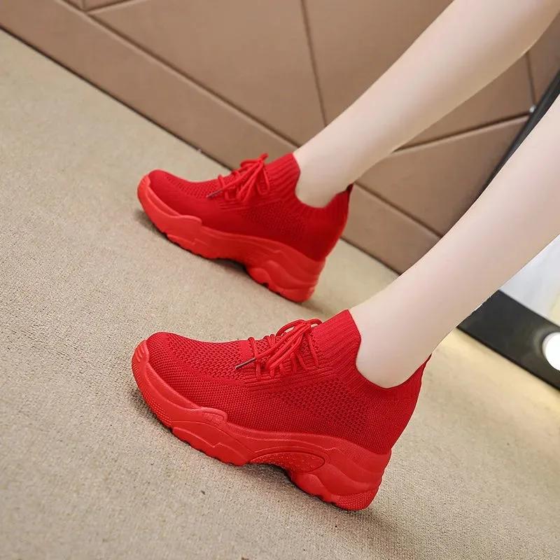 Fashion Hidden Heels Women Platform Sneakers Mesh Breathable Casual Shoes for Women Fashion Outdoor Women Running Shoes tenis de mujer