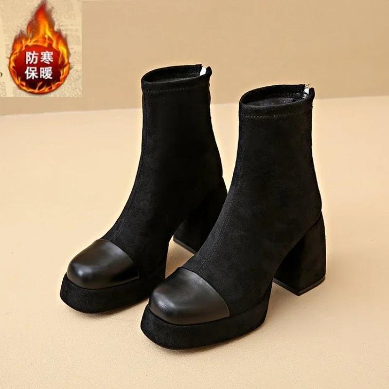 Fashion 2024 Designer Winter Women Modern Ankle Boots Casual Short Booties Ladies Platform Thick High Heels Shoes Dimension 34-40