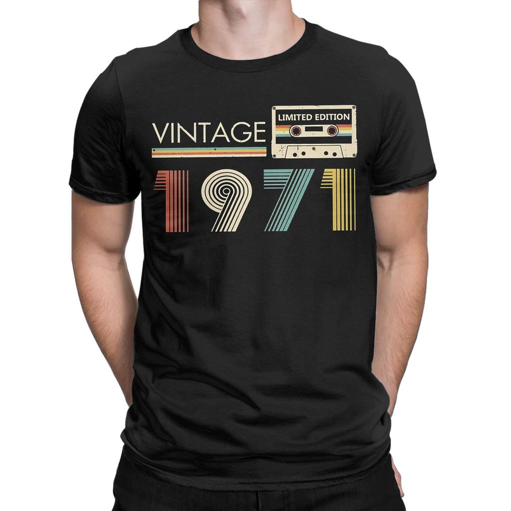 Vintage 1971 Limited Edition Unisex Unisexs T Shirt 55th Birthday Novelty Tees Short Sleeve Round Neck TShirts Cotton Tops