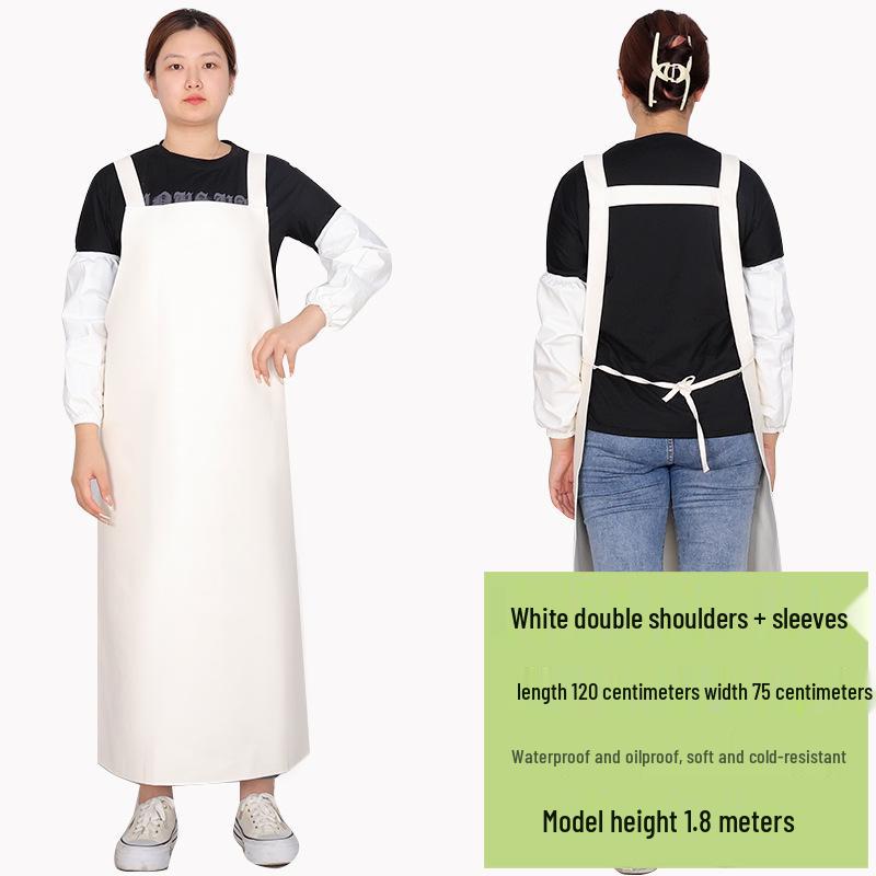 Men's Waterproof & Oil-Proof Leather Apron - Durable, Wear-Resistant, Long-Style for Cooking & Household Tasks