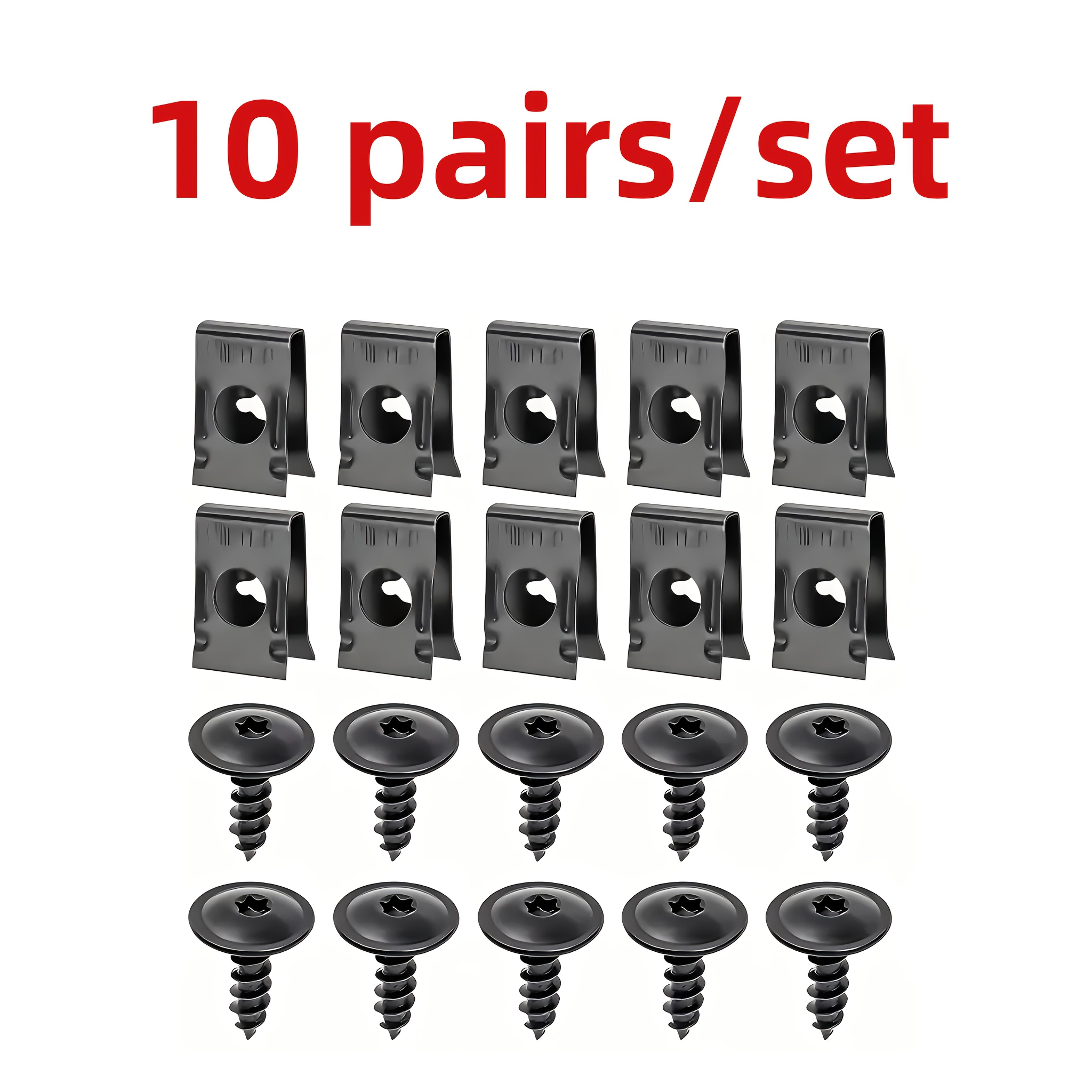 

10/20/50pairs Screws Plus Metal U-Bolt Clips for Car Body Bumper Baffle Fasteners Threaded Clips Engine Hood Chassis Hood