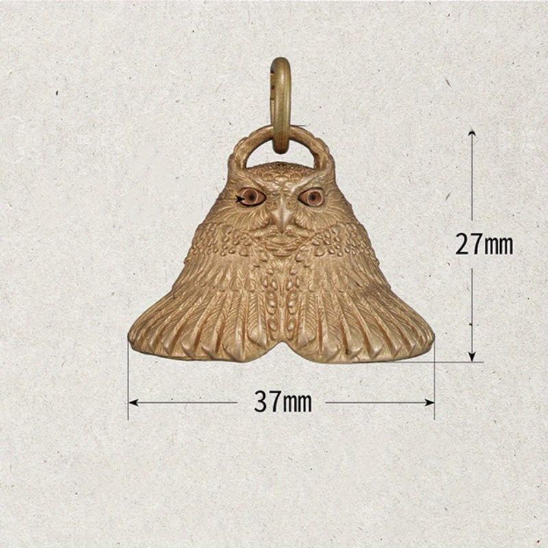 Brass Owl Bell Animal Statue Keychain Pendant Car Diy Gift Exquisite Pendant