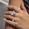 Stainless Steel Geometric Shape CZ Zircon Open Ring for Women 18K Gold Plated Stackable Fashion Finger Jewelry Anti Allergic