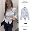 The Pink Women S charleS Slim Fit Shirred Stripe Back Ribbon Strap Shirt