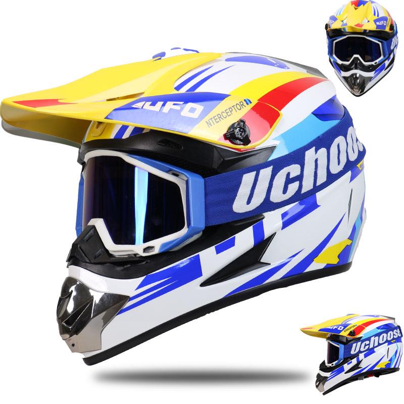 Four-Season Full-Face Off-Road Motorcycle Helmet with Goggles for Mountain Racing and Downhill