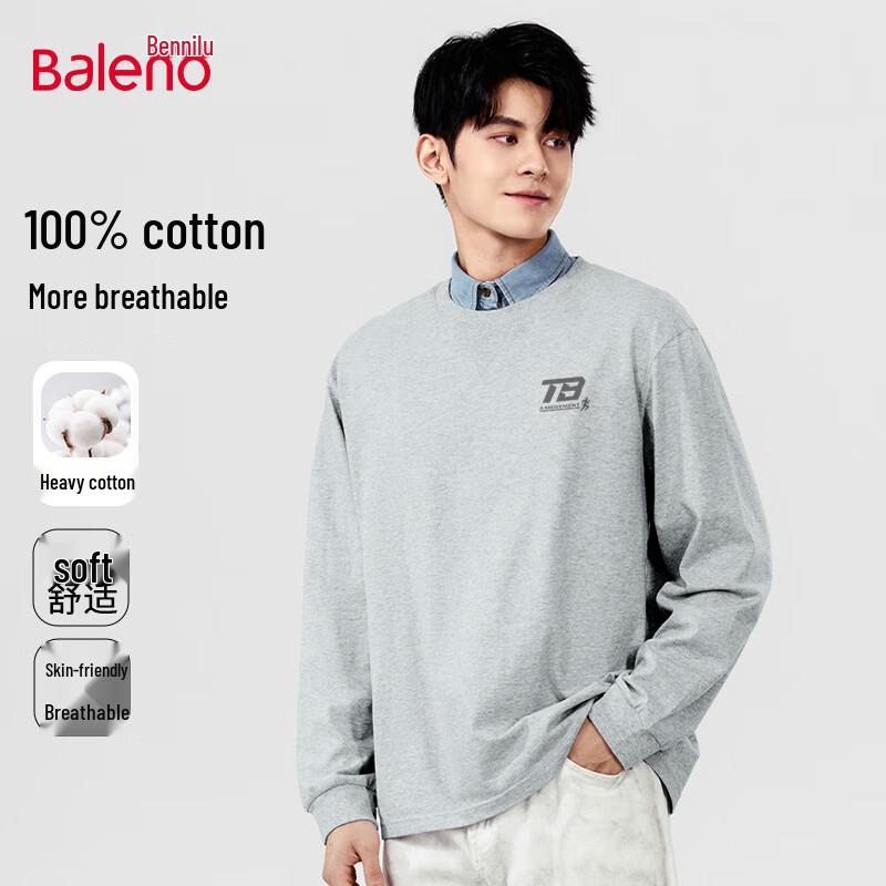 Baleno Men s Heavyweight Basic Long Sleeve Round Neck T-Shirt 3XL