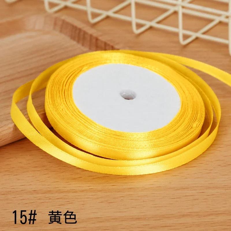 6mm Satin Ribbon DIY Artificial Silk Material Christmas Halloween Wedding Birthday Party DecorationHandmade Bows Gift Wrapping