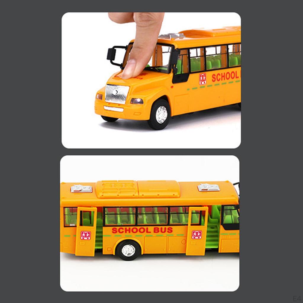 Bus, with Sounds and Lights Pull Back Door Toy Collectable Vehicles Key Bus for Boys