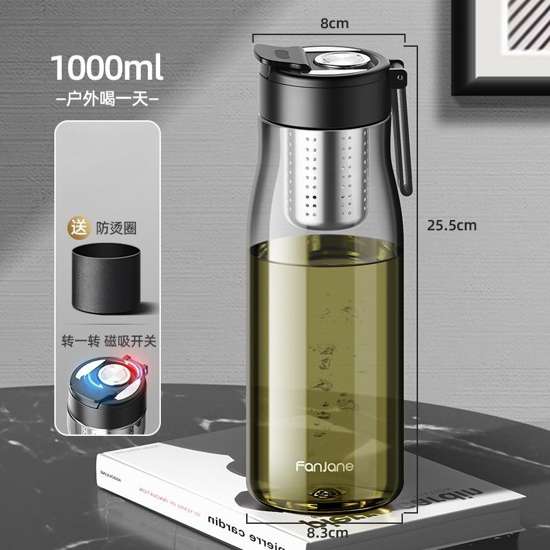 FANJANE Geüpgradede Magnetische Thee Mok met Thee Zeefje -20 Tot 100℃ BPA VRIJ 1000ml Sport TRITAN Plastic Waterfles Mok met Filter