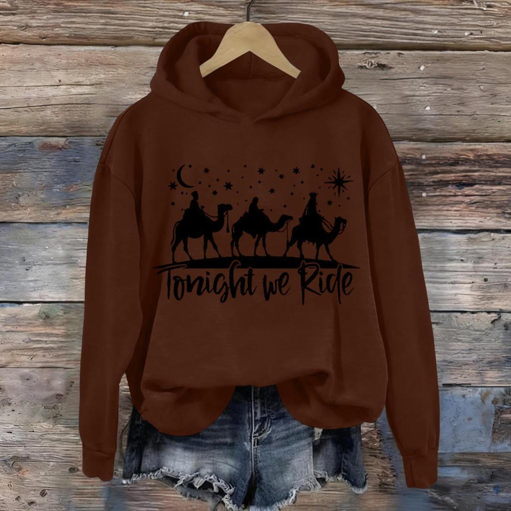 Damen Kapuzenpullover mit Aufdruck, lässig, langärmelig