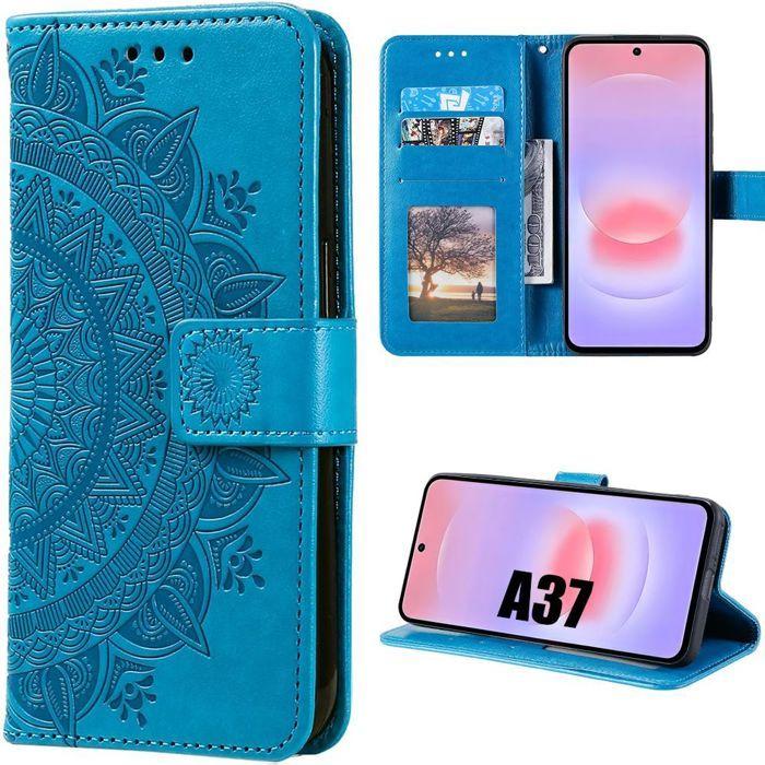 Hülle für Samsung Galaxy A37 5G, Flip-Schutz Kratzfest Kunstleder Mandala-Muster Blau