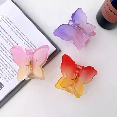 Matte Butterfly Hair Claw Clip Gradient Barrette New Hair Clamp  Women